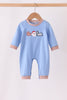Blue Milk Cookies Embroidery Romper