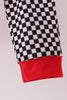 Black car embroidery checkered pants set