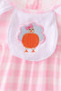 Pink Turkey Embroidery Gingham Dress
