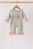Sage Turkey Applique Ruffle Romper