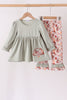 Sage Turkey Applique Ruffle Pants Set