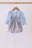 Blue Floral Bow Smocked 2pc Bubble Set