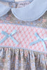 Blue Floral Bow Smocked Ruffle Pants Set