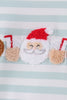 Gray stripe santa french knot ruffle bloomer set