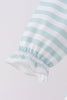 Gray stripe santa french knot ruffle bloomer set