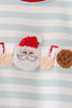 Gray stripe santa french knot romper