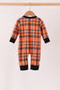 Orange skeleton plaid romper