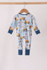 Blue Construction Trucks Zip Bamboo Romper