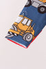 Navy tractor print bamboo romper
