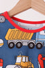 Navy tractor print bamboo pajama set