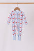 Blue Santa Claus Zip Bamboo Romper