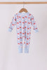 Blue Santa Claus Zip Bamboo Romper