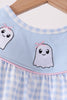 Blue ghost embroidery gingham bubble