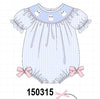 Blue ghost embroidery gingham bubble