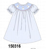 Blue ghost embroidery gingham dress