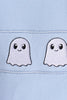 Blue ghost embroidery gingham shorts set