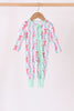 Green bow christmas tree bamboo zipper romper