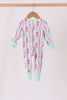 Green bow christmas tree bamboo zipper romper