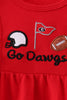 Red Georgia Go Dawgs Embroidery Ruffle Bubble