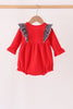 Red Georgia Go Dawgs Embroidery Ruffle Bubble