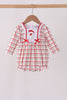 Red Plaid Santa Smocked Bow Bubble