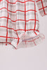Red Plaid Santa Smocked Bow Bubble