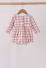 Red Plaid Santa Smocked Bow Bubble