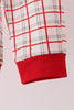Red Santa Applique Plaid Pants Set