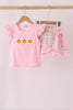 Pink pumpkin ruffle skorts set