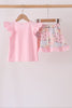 Pink pumpkin ruffle skorts set
