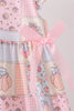 Pink pumpkin print ruffle dress