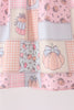 Pink pumpkin print ruffle dress