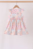 Pink pumpkin print ruffle dress