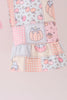 Pink pumpkin embroidery ruffle pants set