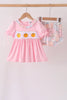 Pink pumpkin embroidery ruffle bloomer set