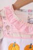 Pink pumpkin embroidery ruffle bubble