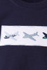 Navy Airplane Embroidery Pants Set
