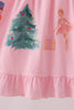 Pink nutcracker embroidery ruffle dress