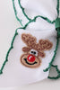 Forest reindeer embroidery crochet edge hair bow