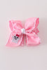 Pink ghost embroidery crochet edge hair bow