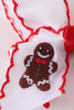 Red gingerbread embroidery crochet edge hair bow