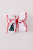 Red christmas tree embroidery crochet edge hair bow