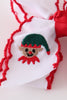 White snowman embroidery crochet edge hair bow