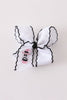 Black ghost embroidery crochet edge hair bow