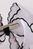 Black ghost embroidery crochet edge hair bow