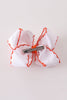 Orange turkey embroidery crochet edge hair bow