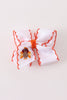 Rust turkey embroidery crochet edge hair bow