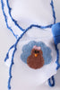 Blue turkey embroidery crochet edge hair bow