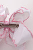 Pink turkey embroidery crochet edge hair bow