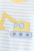 Blue Excavator Applique Stripe Romper